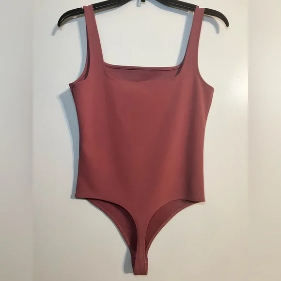 Express Royal Blue Square Neck Bodysuit Express Blush Pink Square Neck Bodysuit - Picture 7 of 8